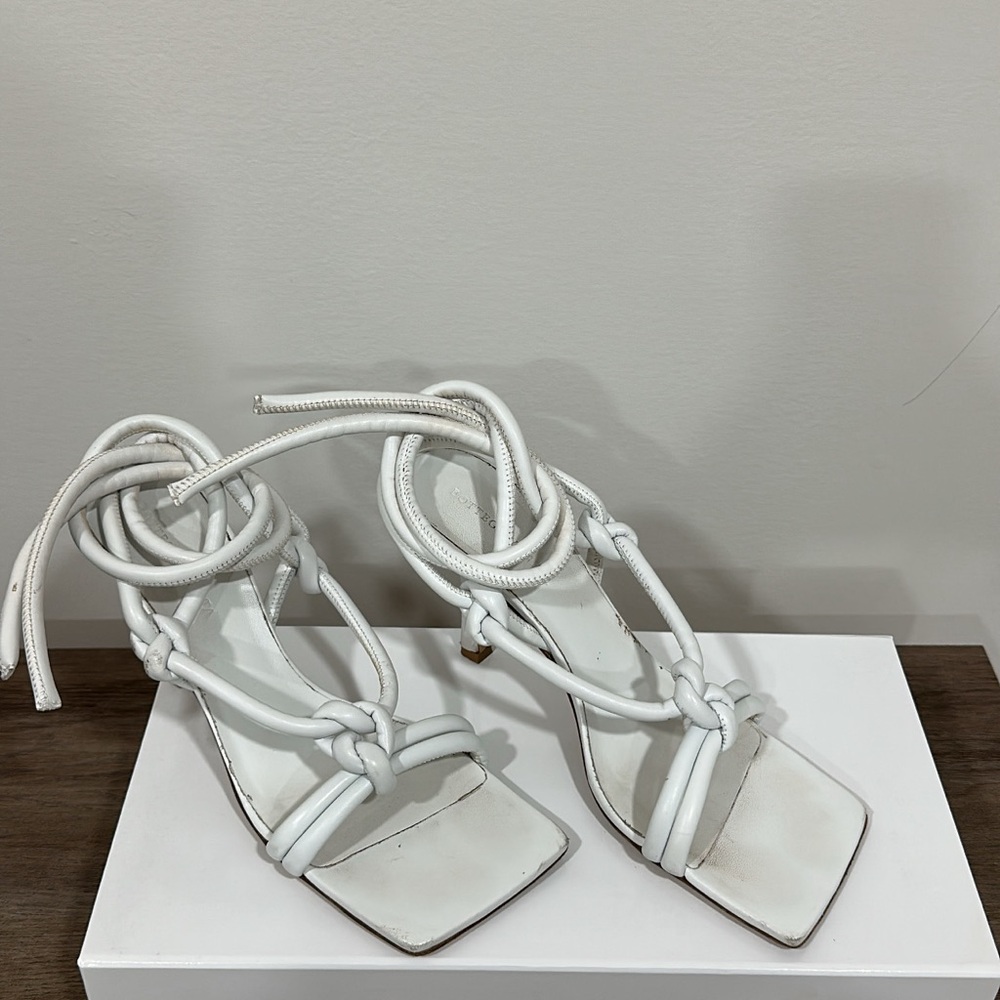 Bottega Veneta White Strappy Heels